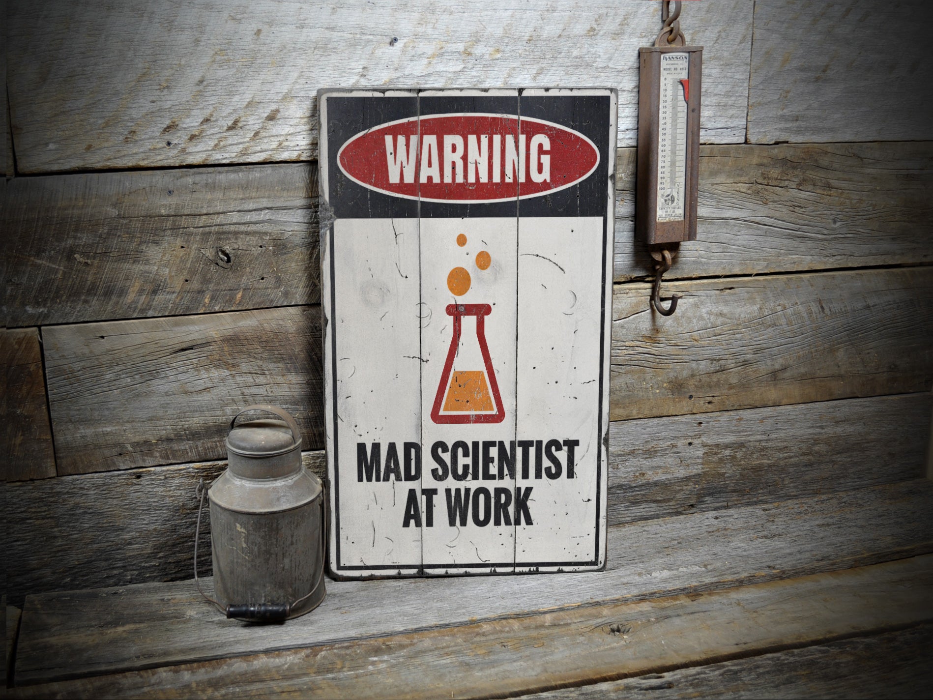 Mad Scientist at Work Rustic Wood Sign