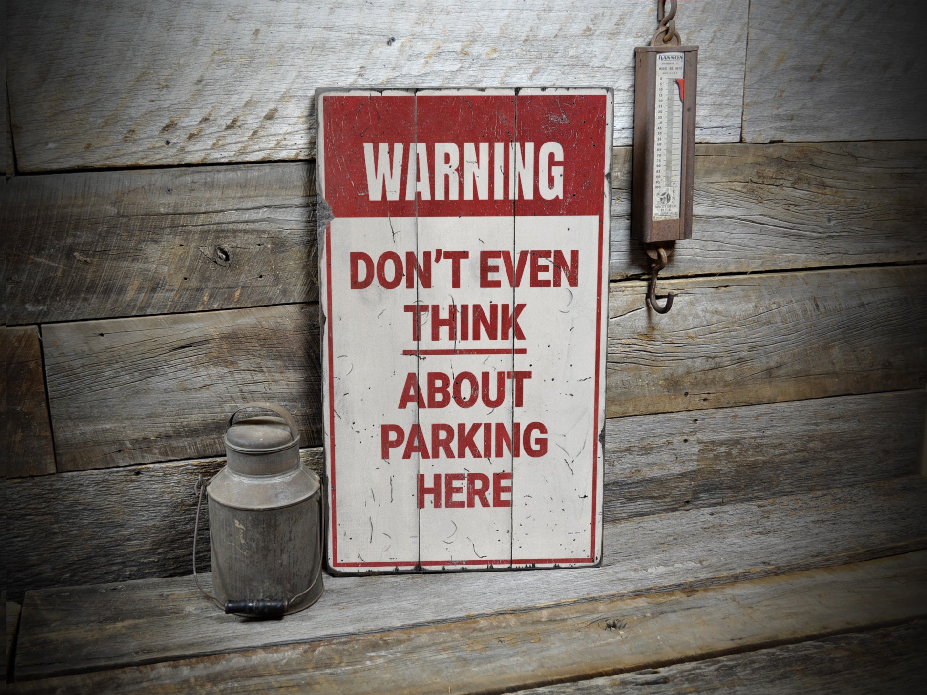 No Parking Warning Rustic Wood Sign