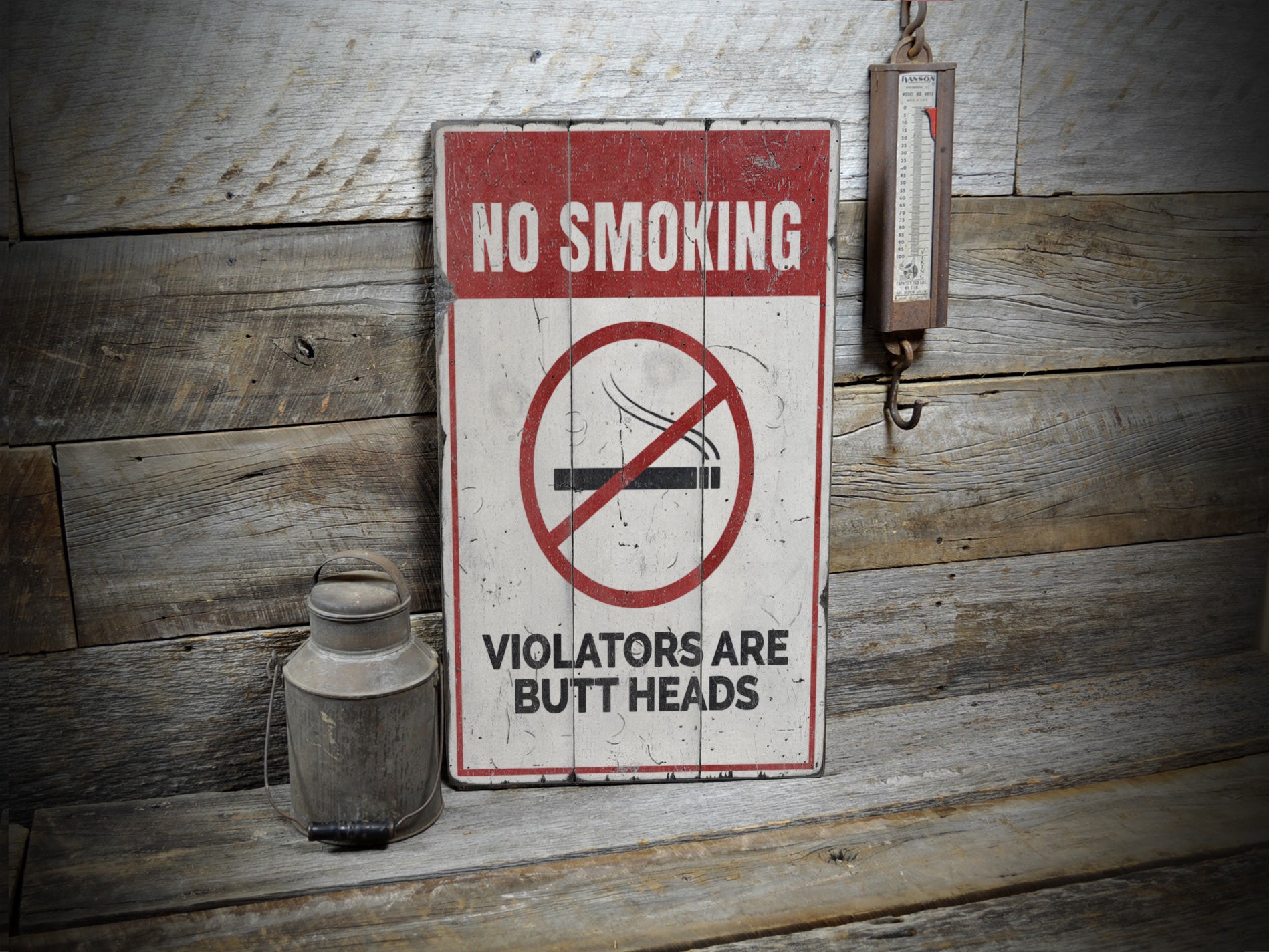 Butt Heads Smoking Rustic Wood Sign