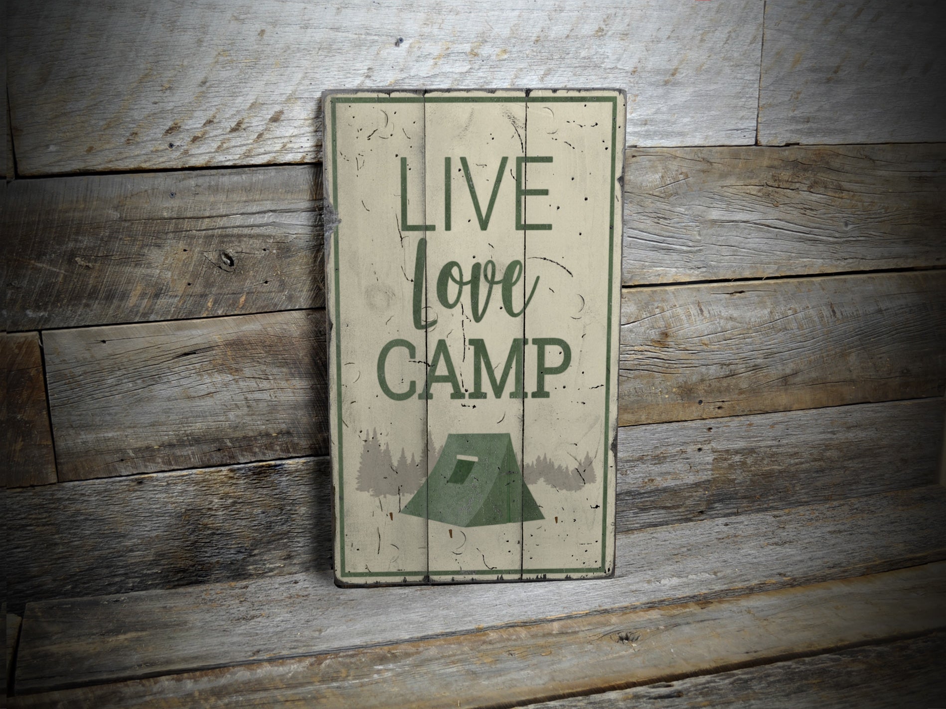 Live Love Camp Rustic Wood Sign