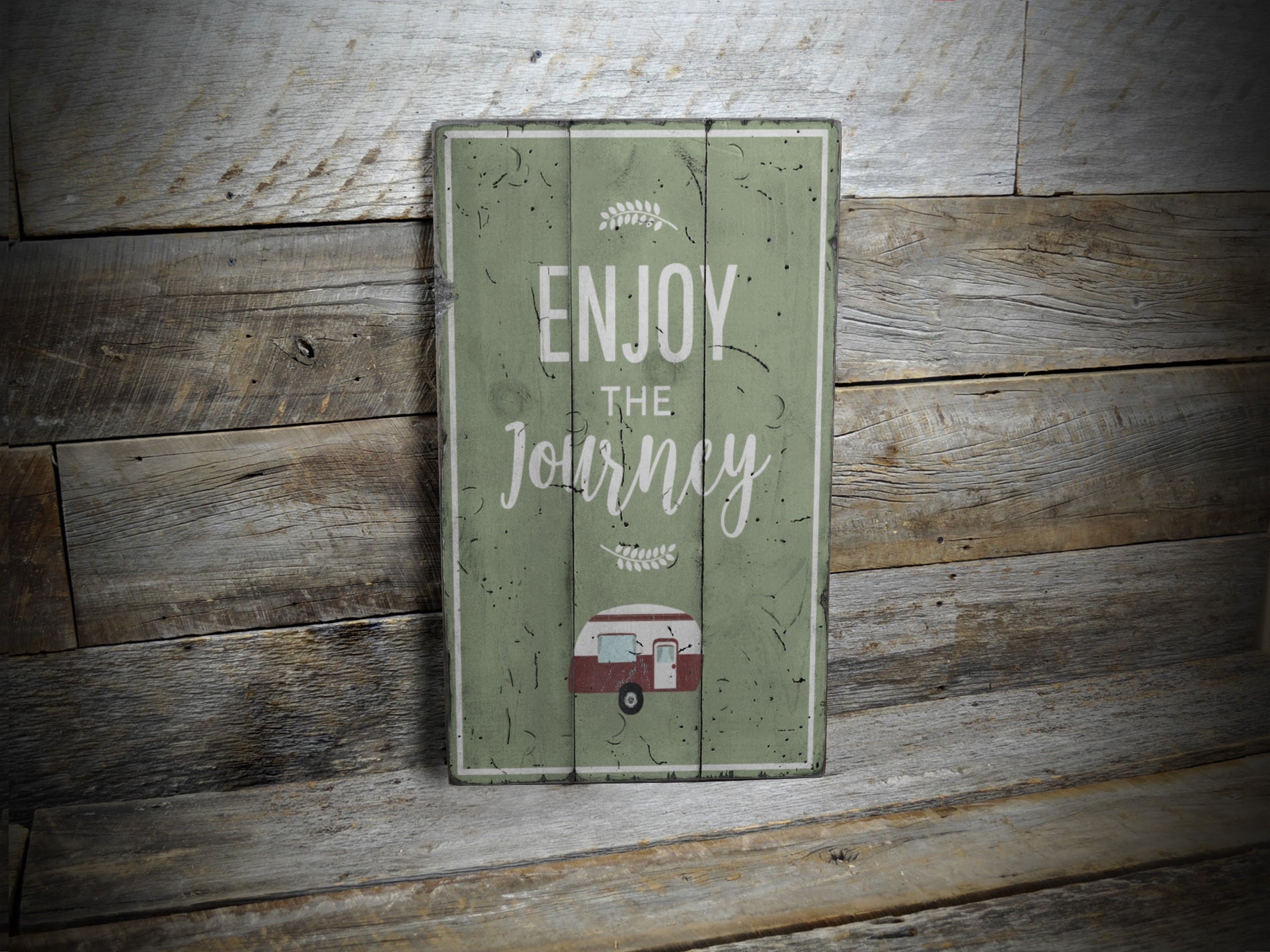 Camping Journey Rustic Wood Sign