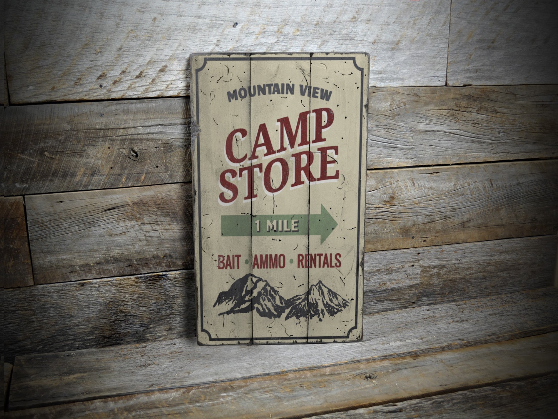 Mountain View Camp Store Rustic Wood Sign