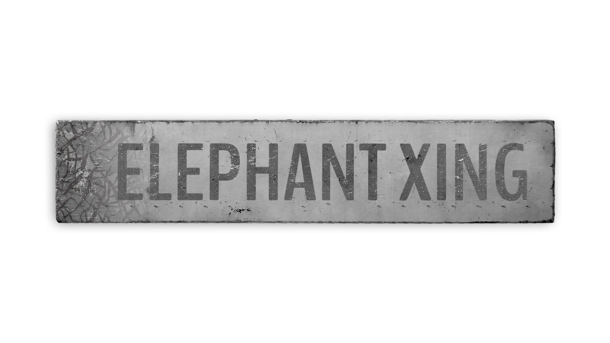 Elephant Crossing Rustic Wood Sign