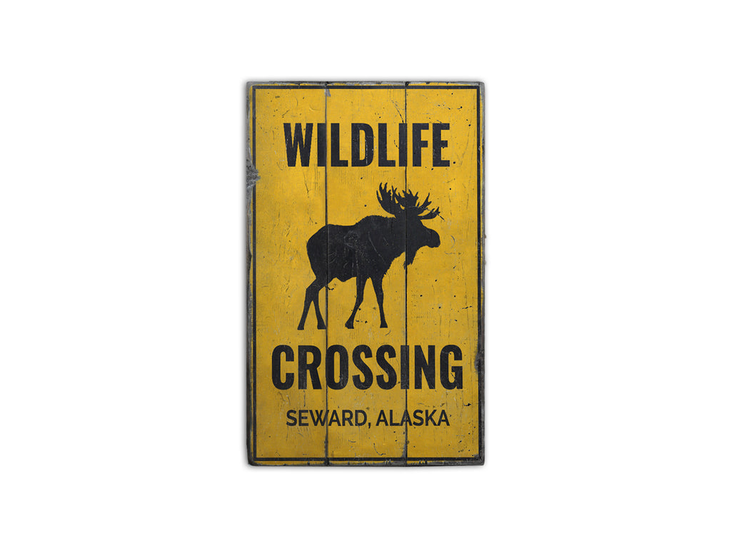 Wildlife Crossing Rustic Wood Sign