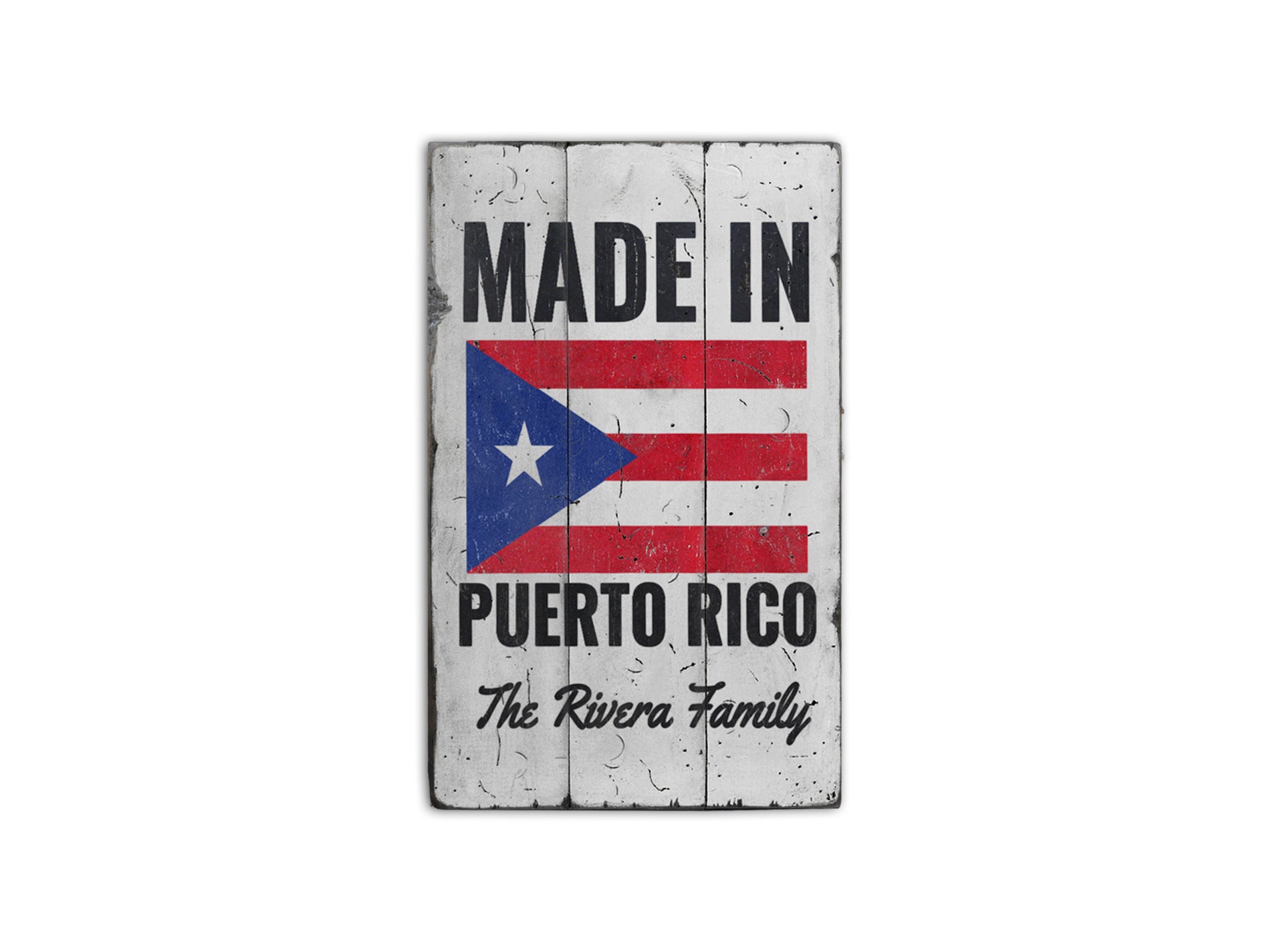 Puerto Rican Flag Rustic Wood Sign