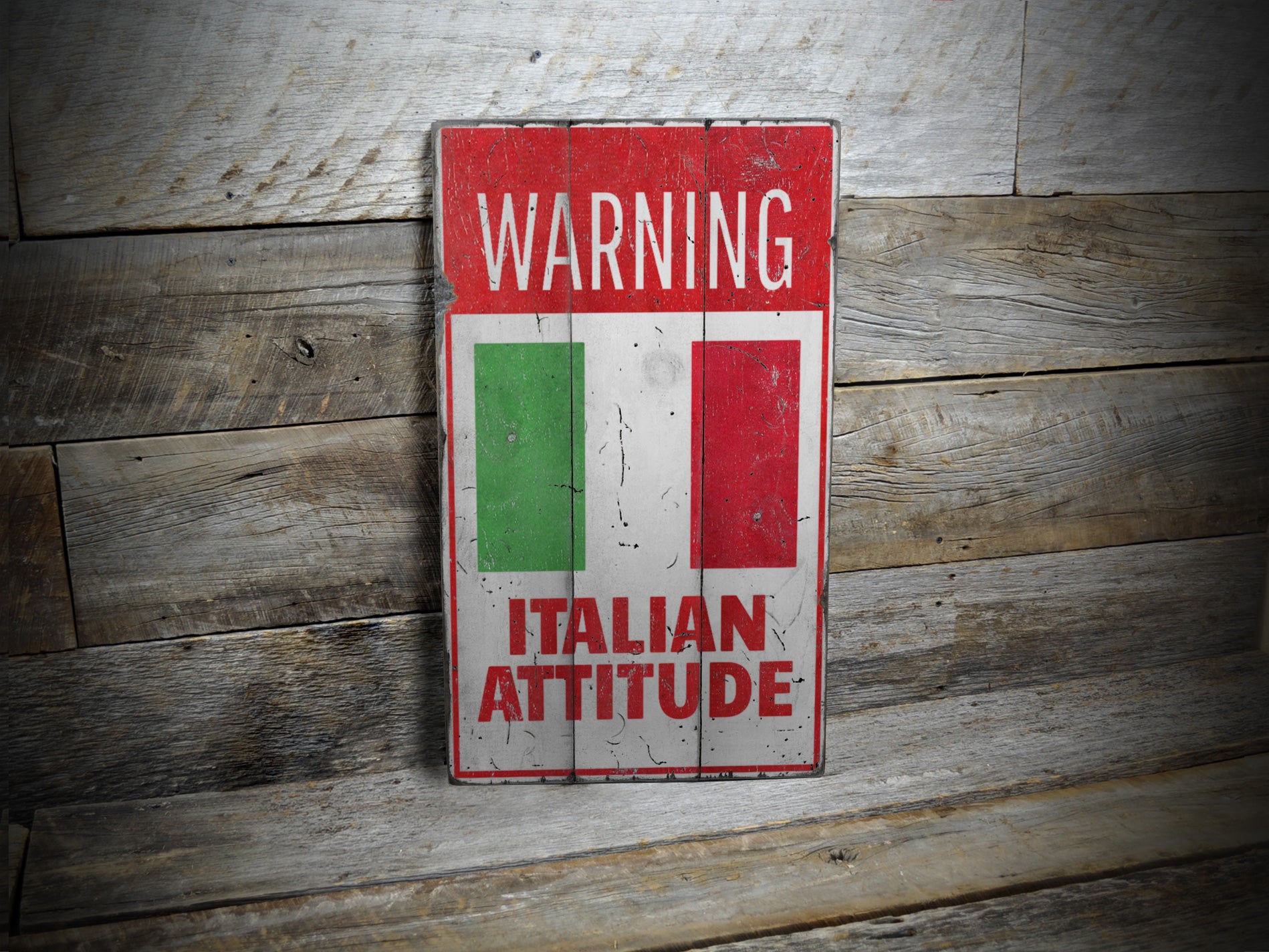 Italian Attitude Rustic Wood Sign