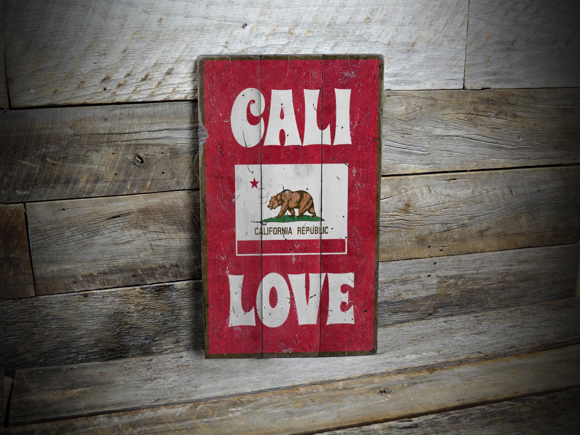 Cali Love Rustic Wood Sign