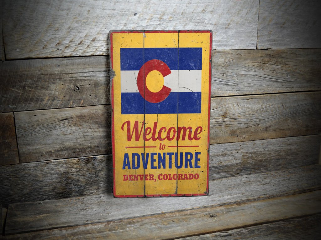 Colorado Welcome Rustic Wood Sign
