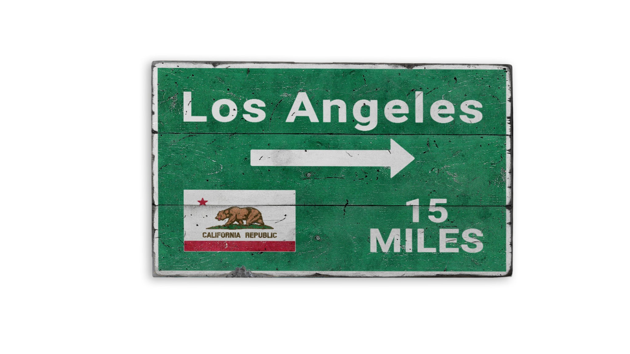 Los Angeles Mileage Rustic Wood Sign
