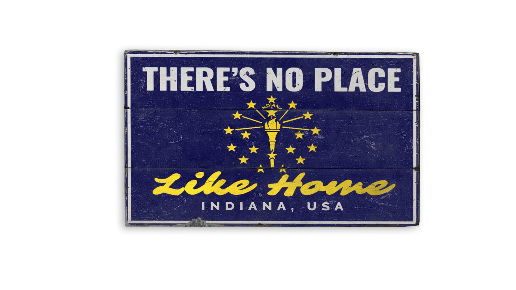 No Place Like Home Indiana Rustic Wood Sign