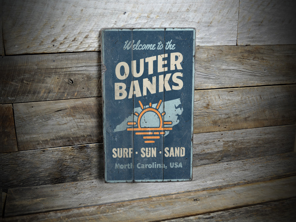 Outer Banks North Carolina Rustic Wood Sign