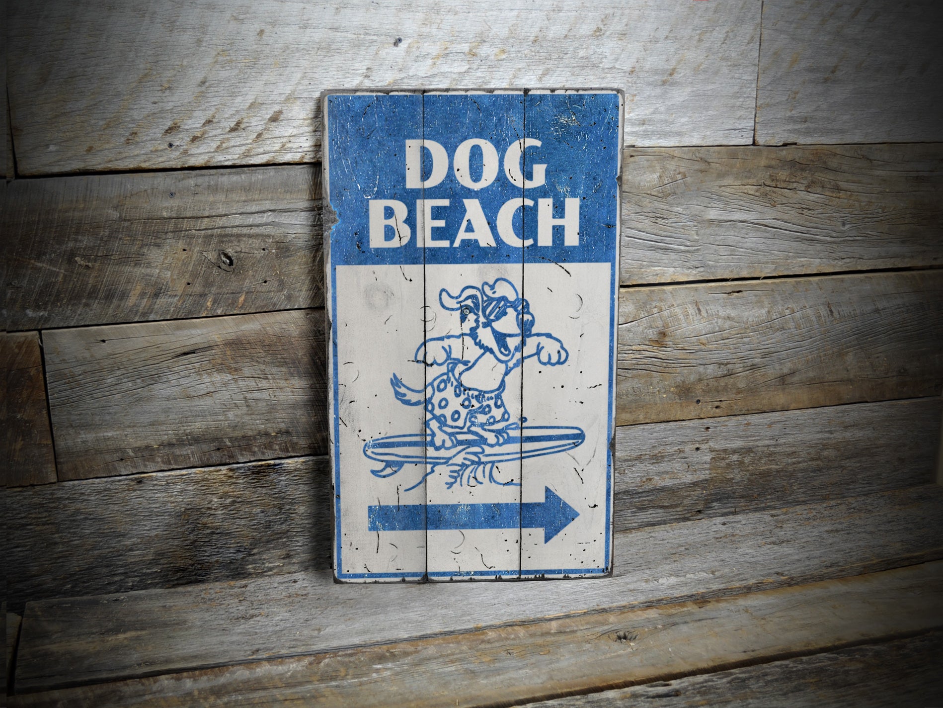 Dog Beach Rustic Wood Sign
