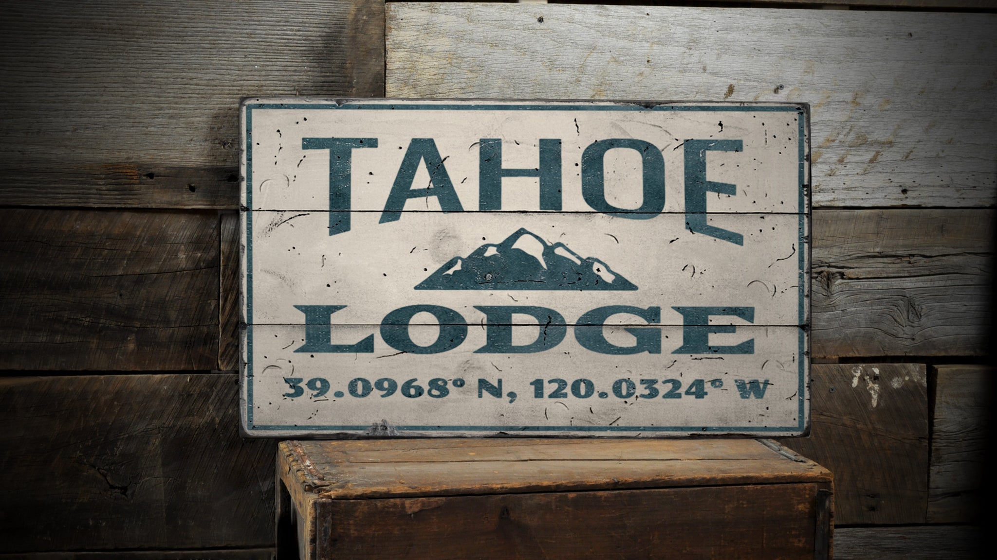 Tahoe Lodge Rustic Wood Sign