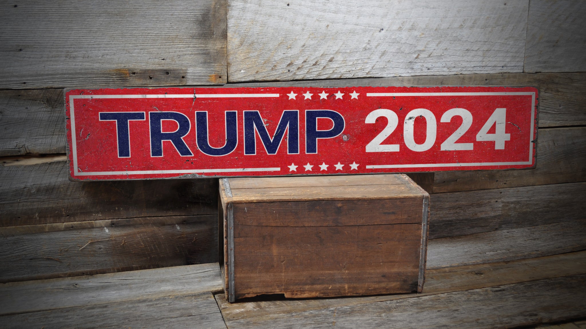 Trump 2024 Rustic Wood Sign