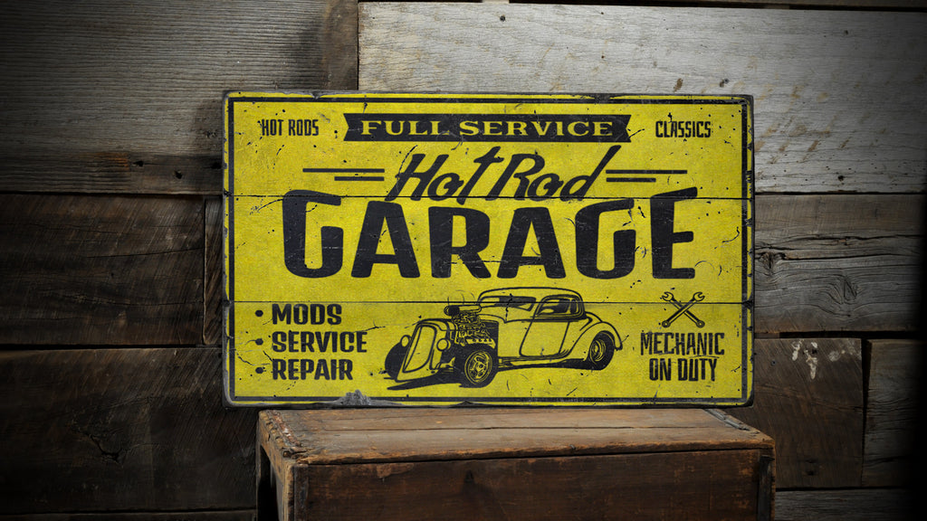 Full Service Hot Rods Classic Garage Wood Sign