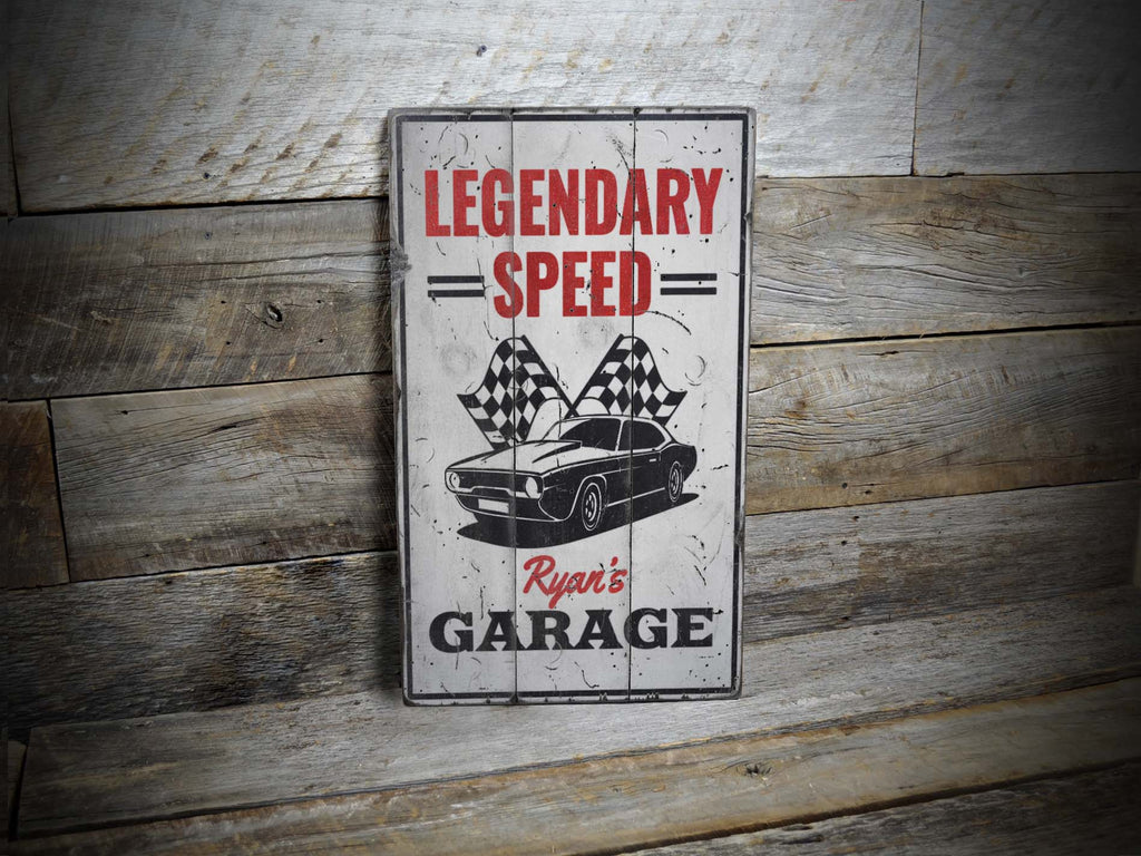Legendary Speed Car Rustic Wood Sign