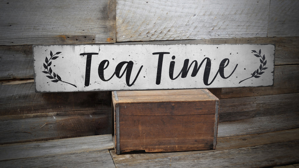 Tea Time Rustic Wood Sign