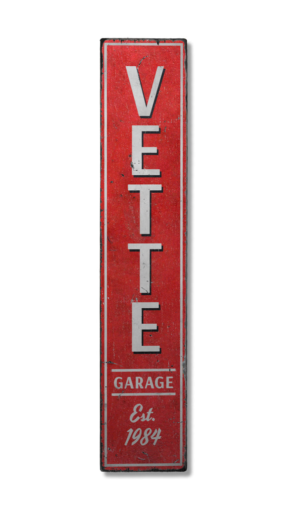 Vette Garage Chevy Corvette Wood Sign