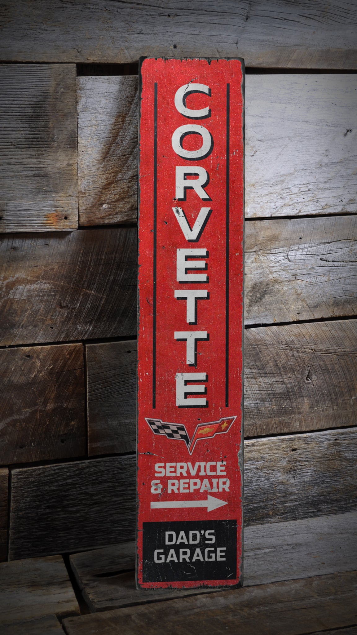 Corvette Service & Repair Wood Sign