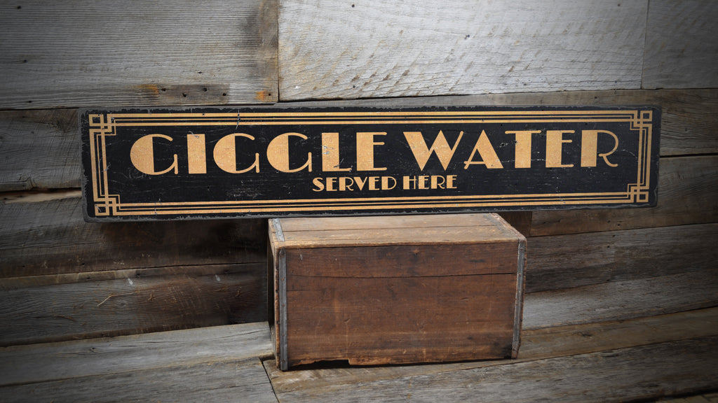 Giggle Water Served Here Beer Rustic Wood Sign