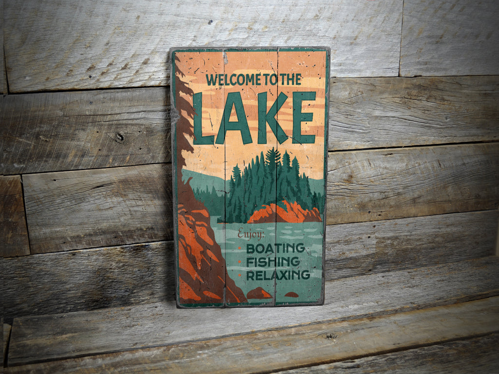 Lake Scenery Wood Sign