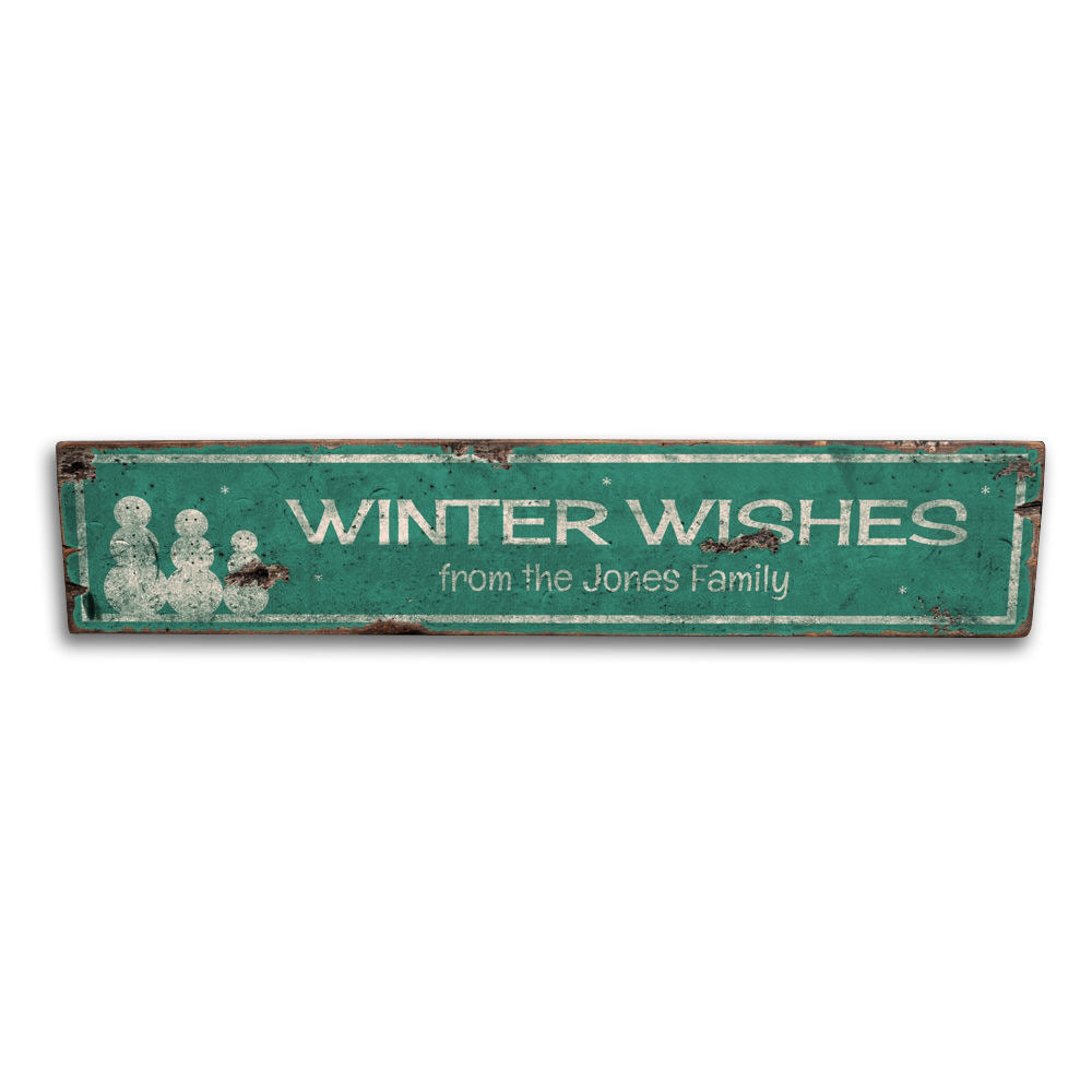 Winter Wishes Rustic Wood Sign