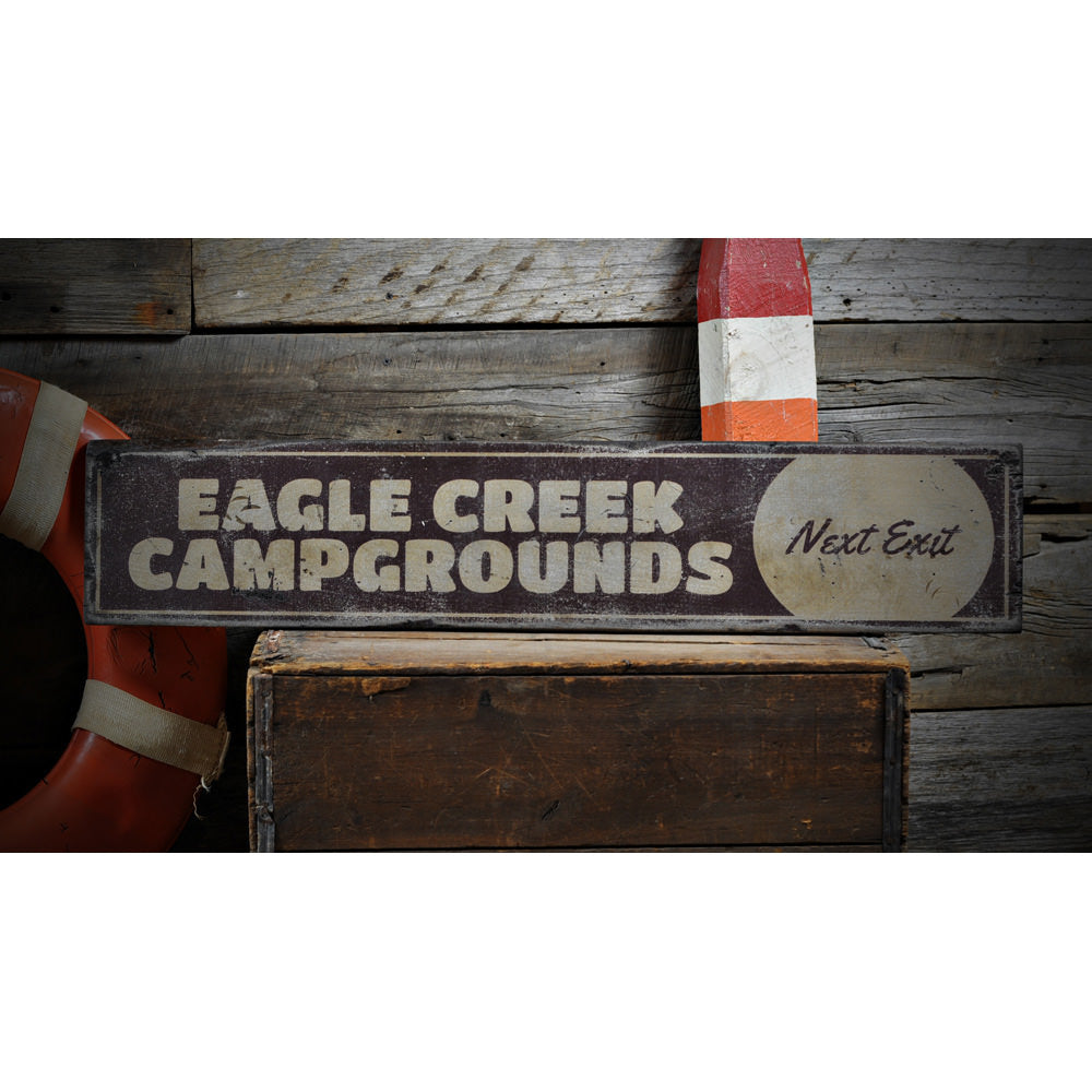 Lake Campgrounds Vintage Wood Sign