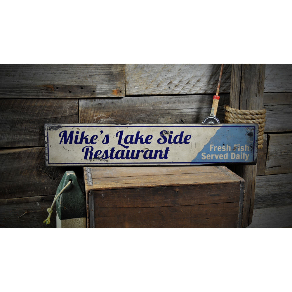 Lake Restaurant Vintage Wood Sign