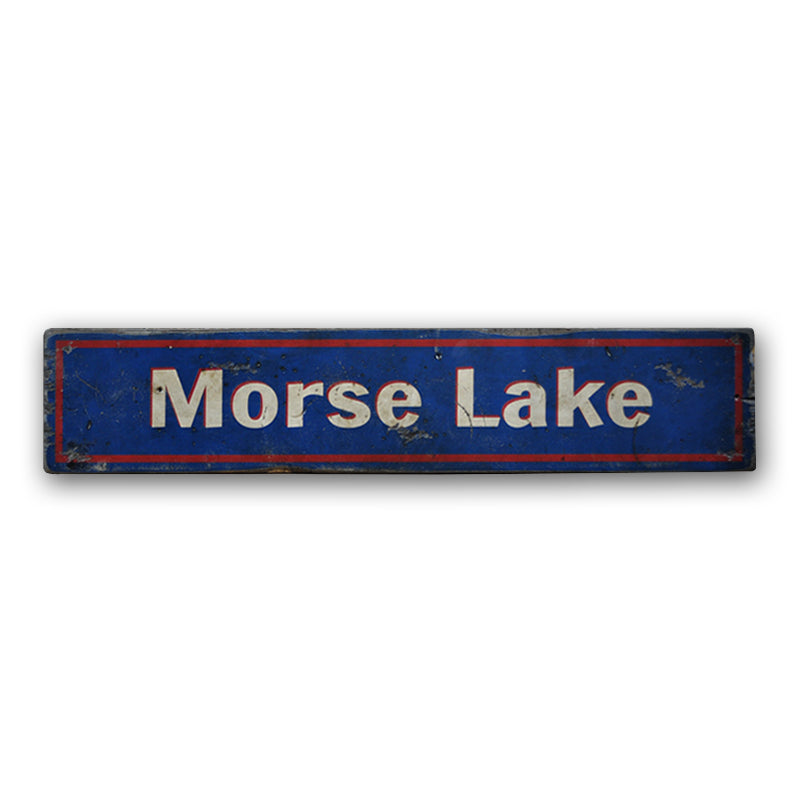 Lake Name Entrance Rustic Wood Sign