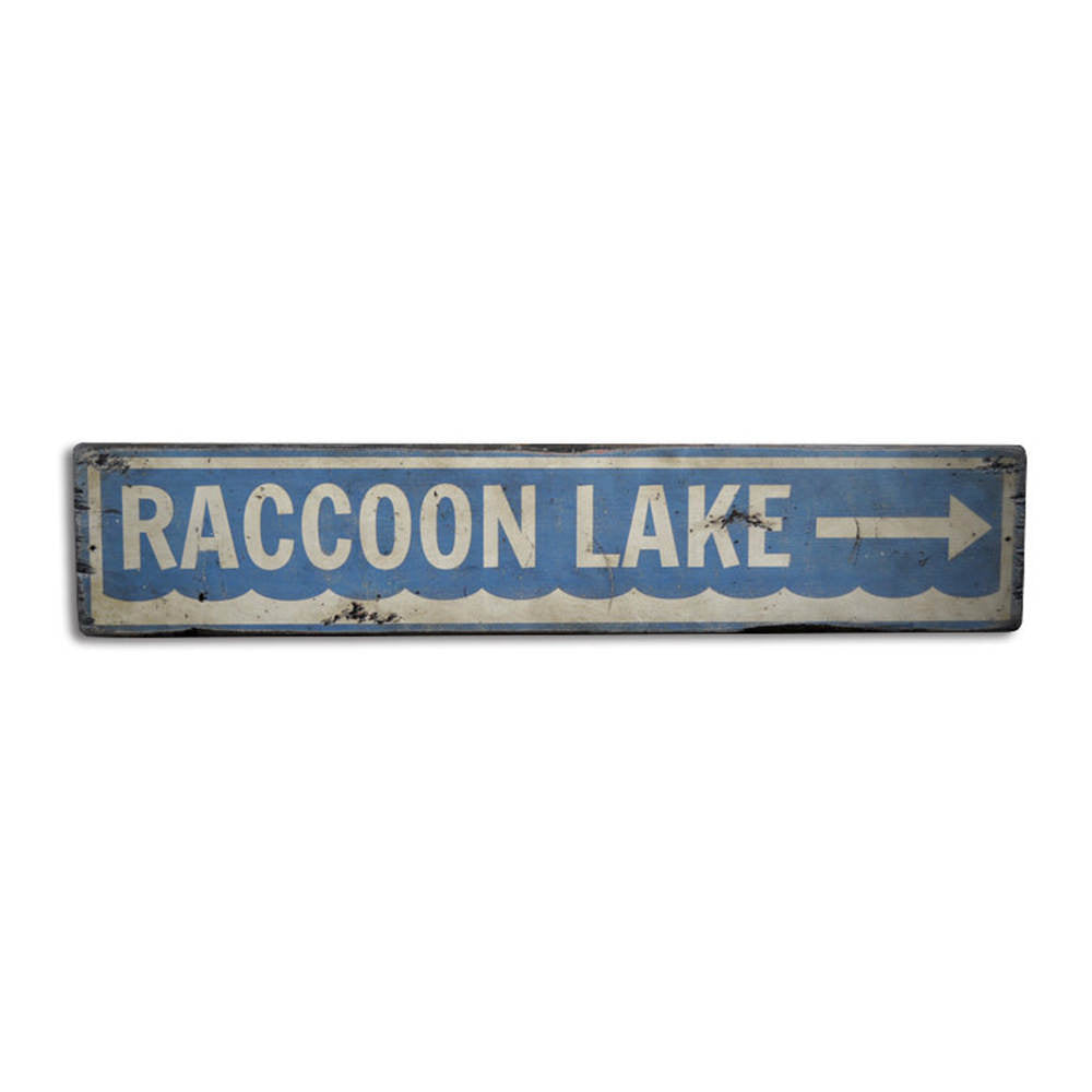 Lake Direction Vintage Wood Sign