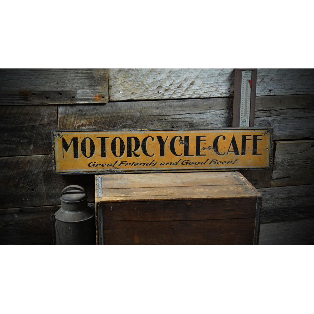 Motorcycle Cafe Vintage Wood Sign