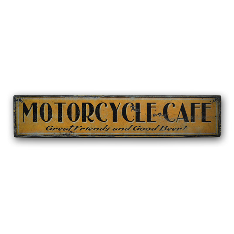 Motorcycle Cafe Rustic Wood Sign