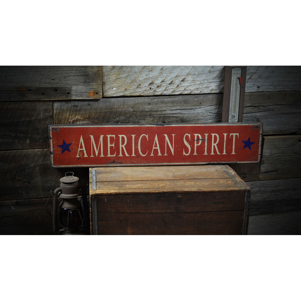 American Spirit 4th of July Vintage Wood Sign