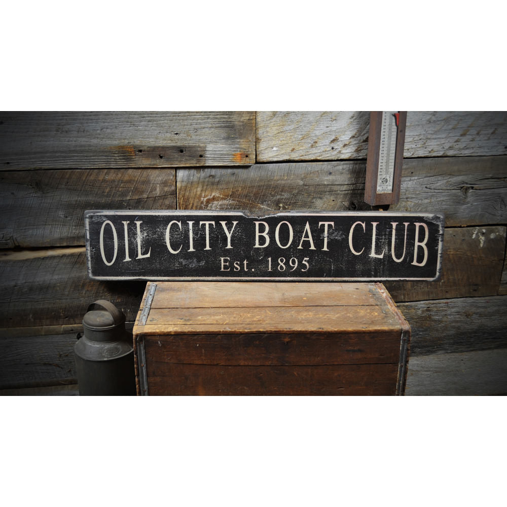 Boat Club Vintage Wood Sign