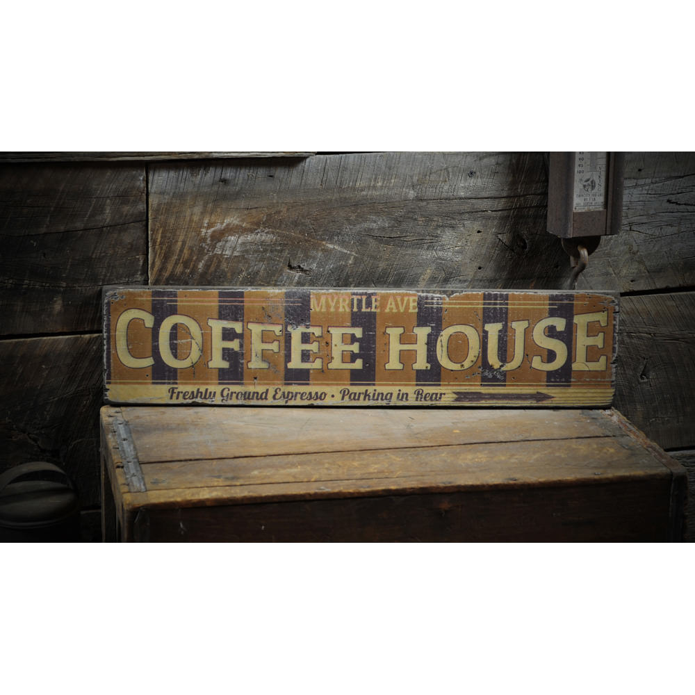 Coffee House Retro Vintage Wood Sign