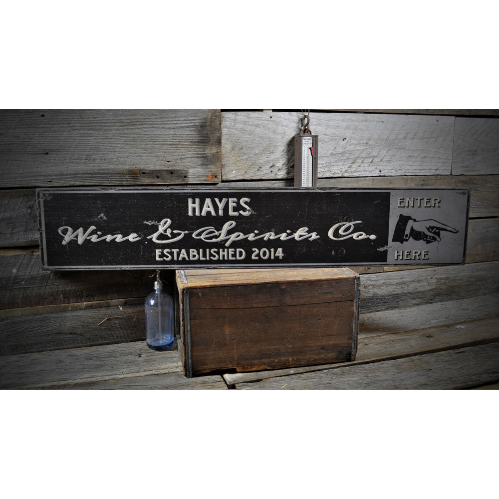 Wine & Spirits Co. Vintage Wood Sign