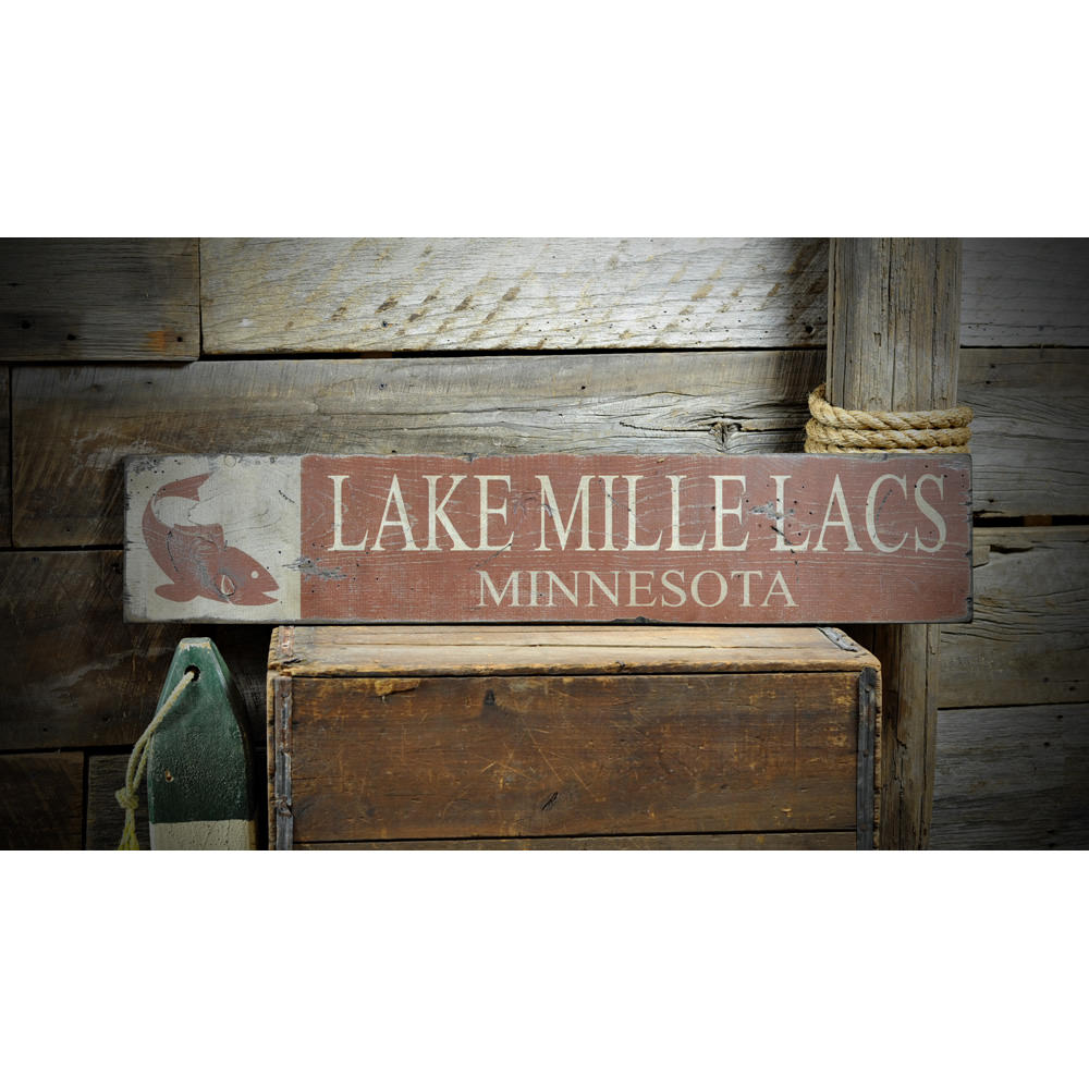 Lake House & State Vintage Wood Sign