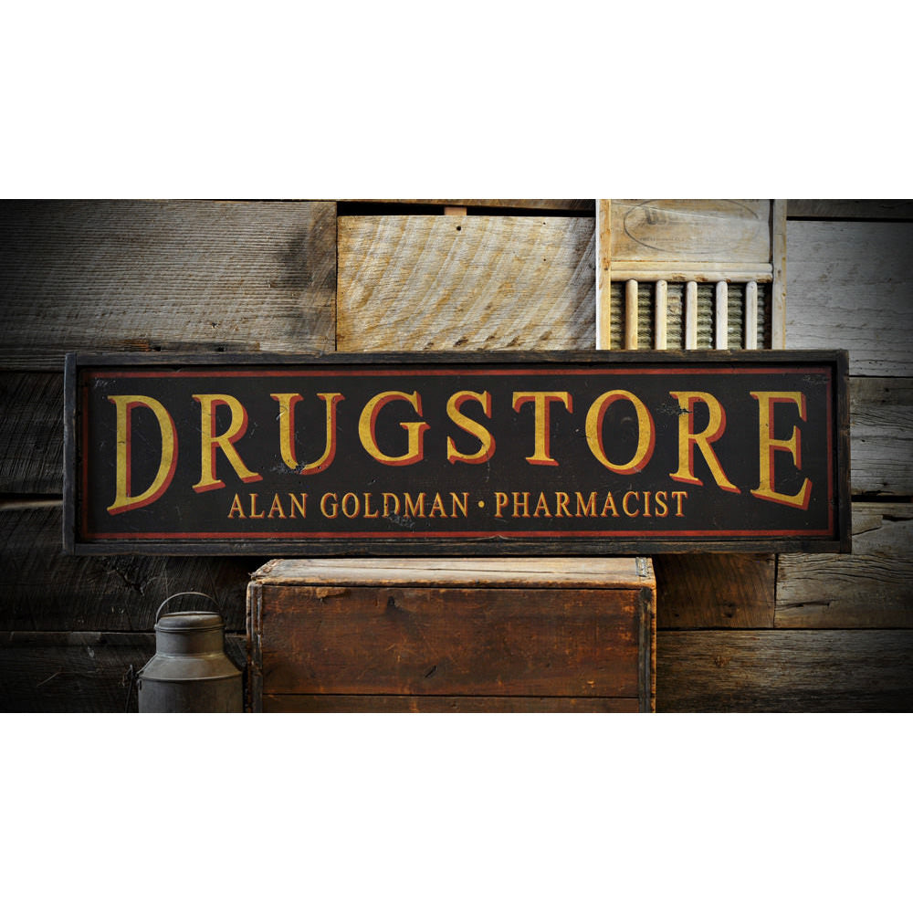 Drugstore Pharmacist Vintage Wood Sign