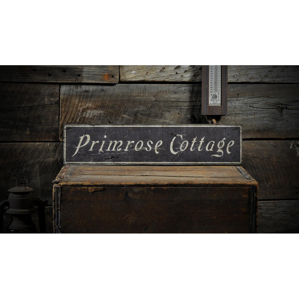 Primrose Cottage Name Vintage Wood Sign