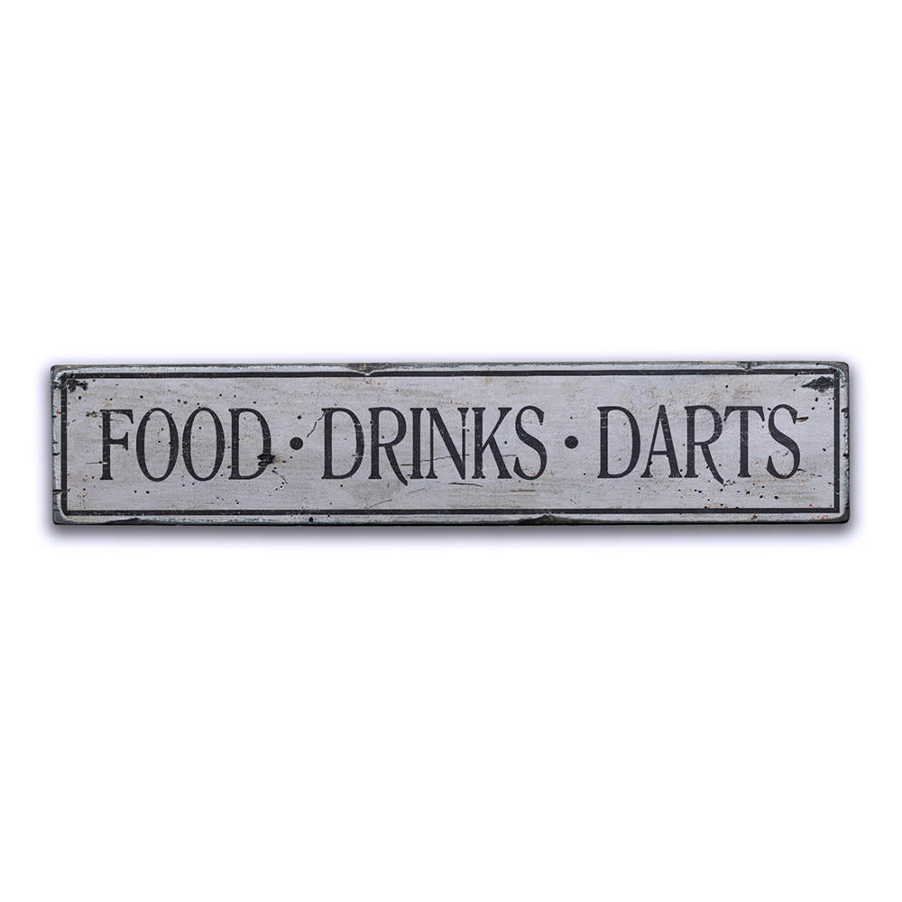 Distressed Food Drinks Darts Vintage Wood Sign