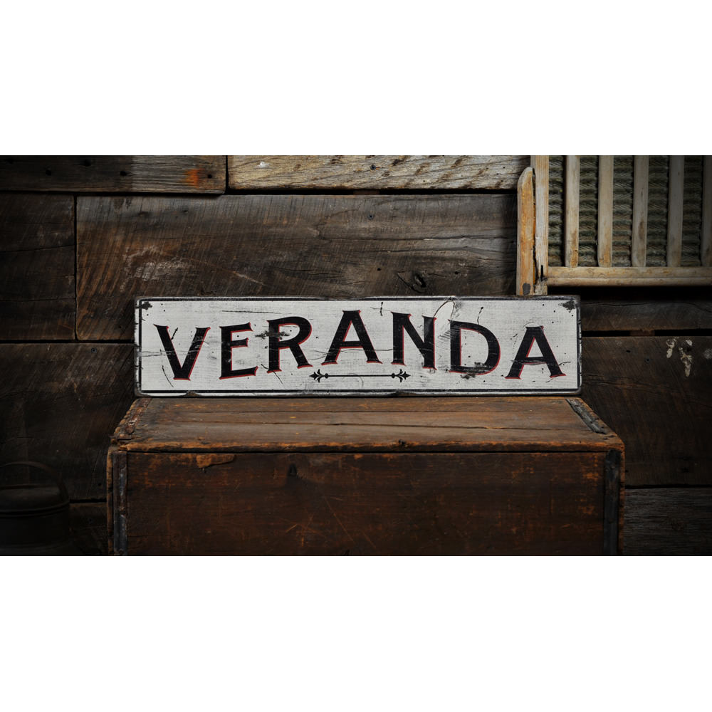 Primitive Veranda Vintage Wood Sign