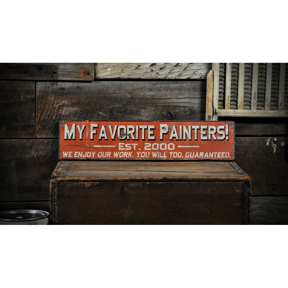 Painting Business Est Date Vintage Wood Sign