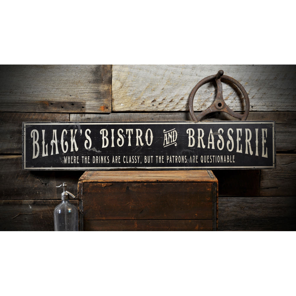 Bistro & Brasserie Vintage Wood Sign