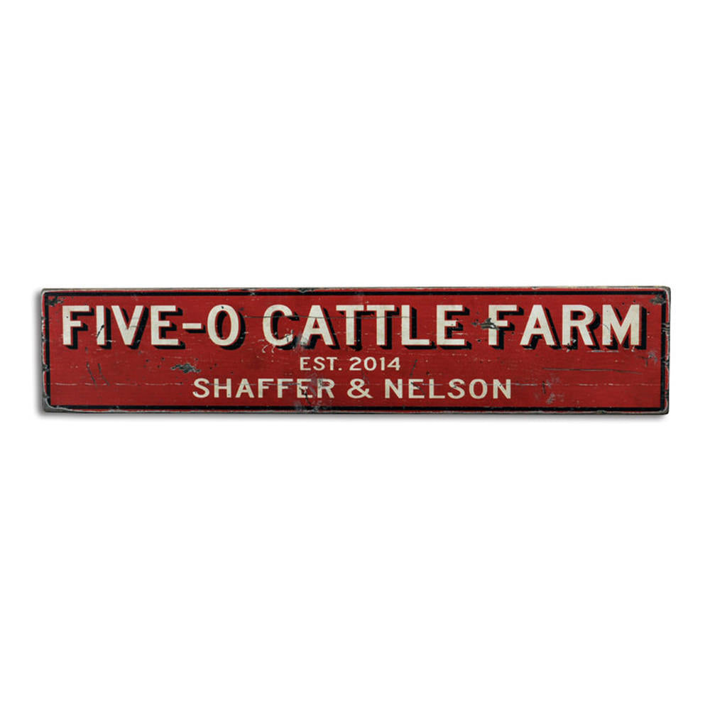 Cattle Farm Est Date Vintage Wood Sign