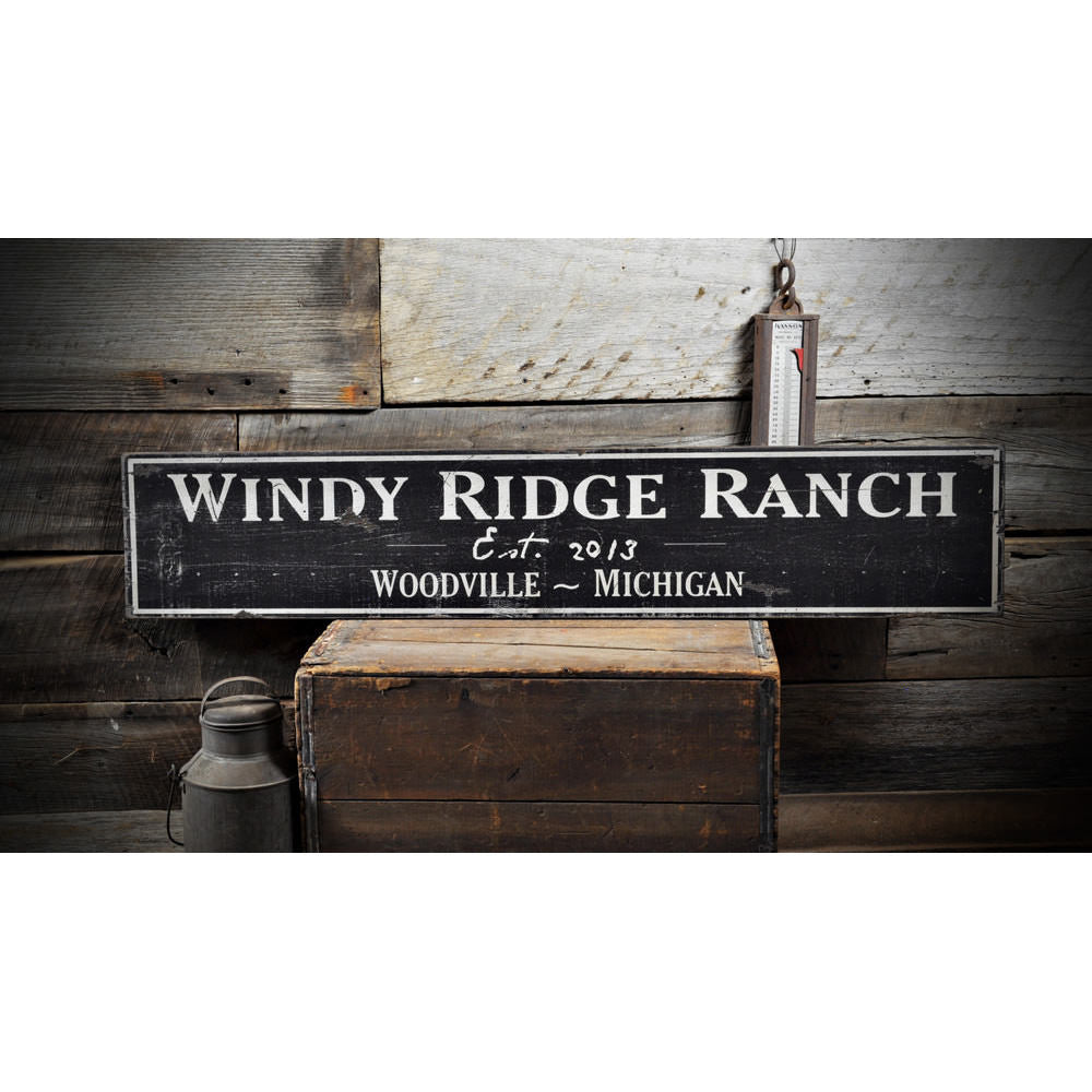 Ranch Est Date City State Vintage Wood Sign
