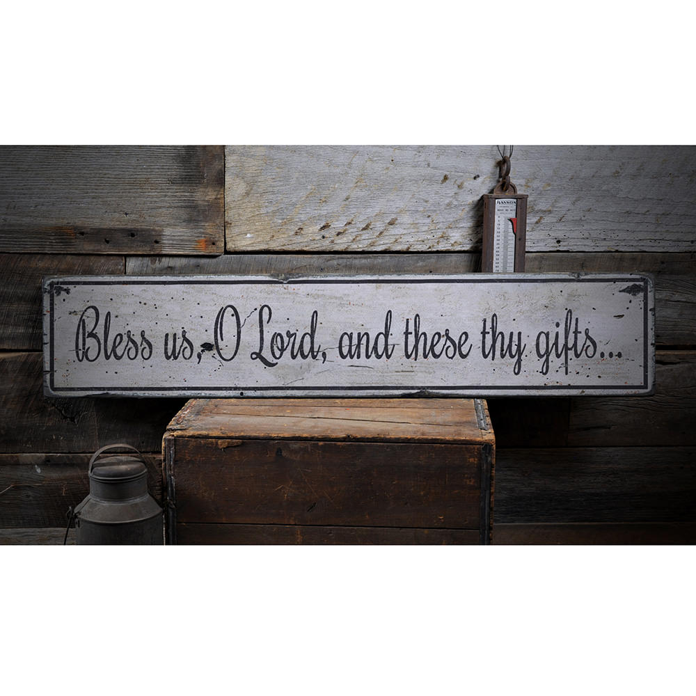 Bless Us O Lord Dining Area Vintage Wood Sign
