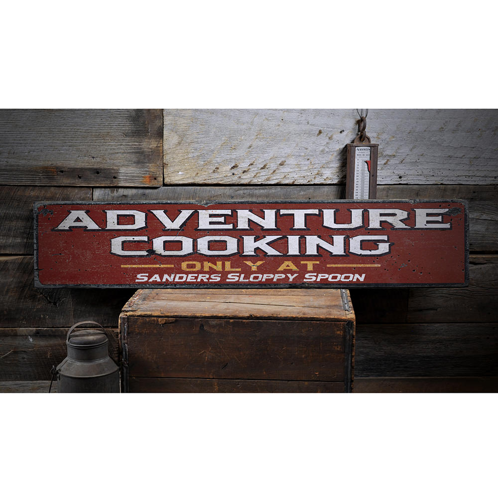 Adventure Cooking Vintage Wood Sign