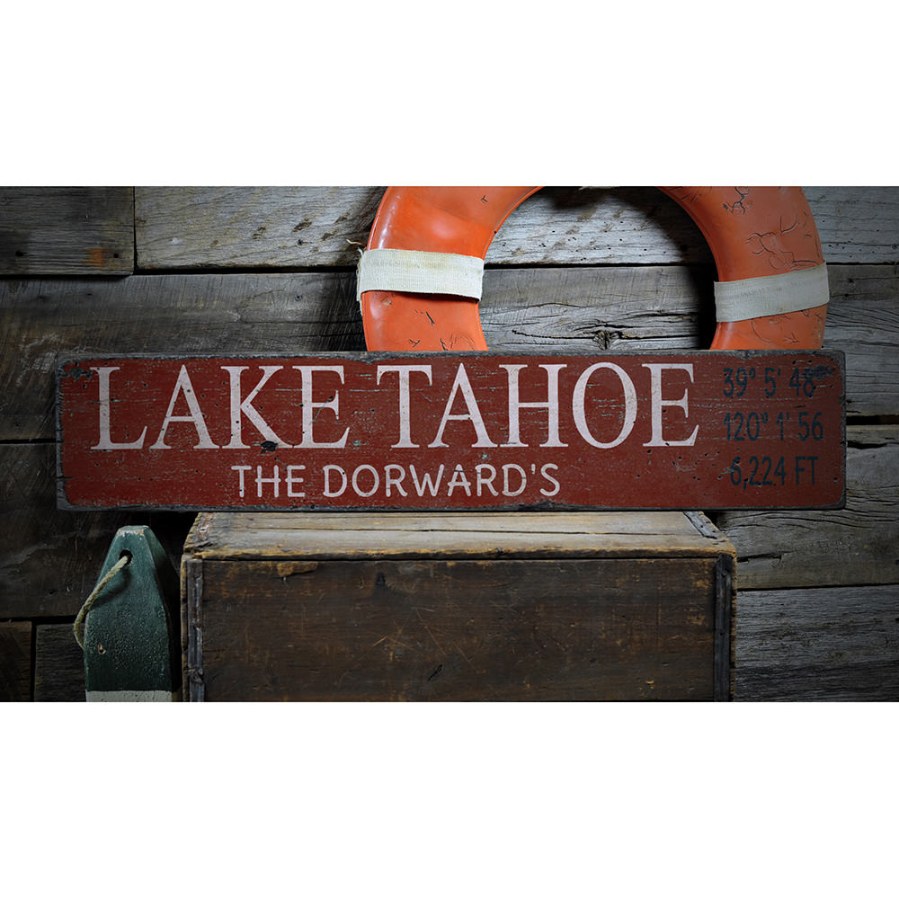 Lake Vintage Wood Sign