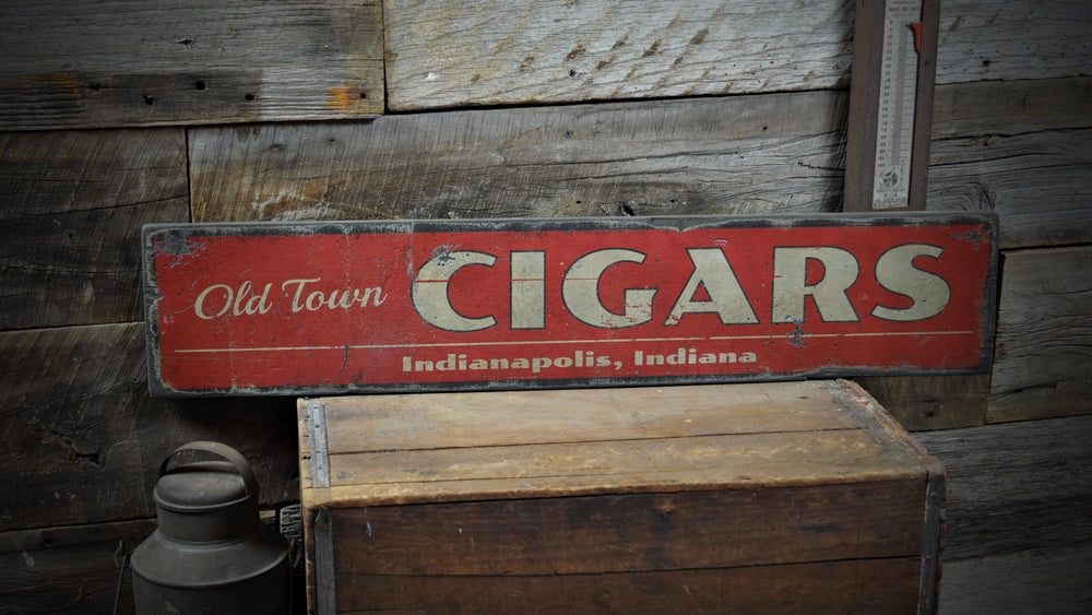 Old Cigar Rustic Wood Sign