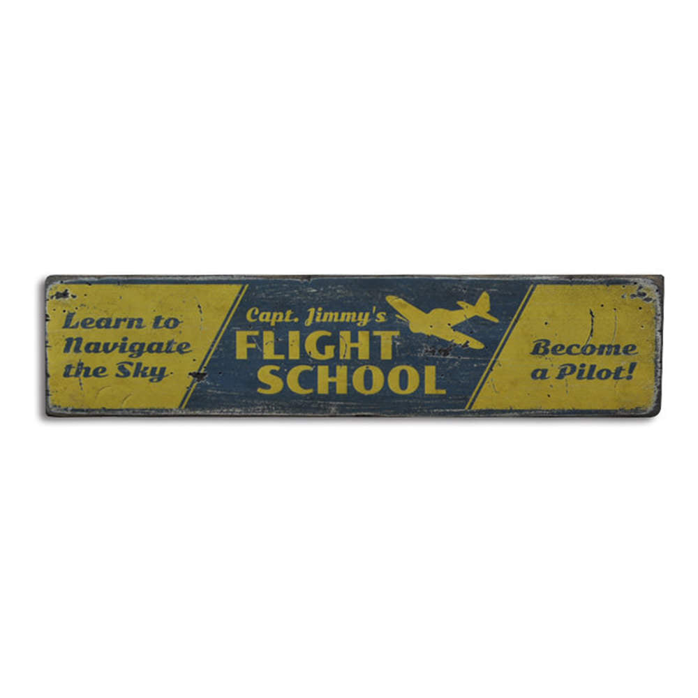 Flight School Vintage Wood Sign